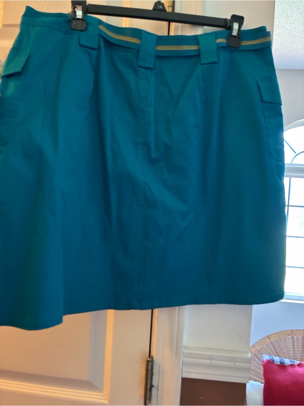 New: Stretch Teal Utility Skort with Belt Loop Detail - Picture 3 of 4